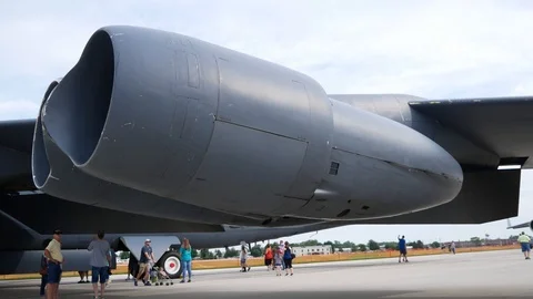 A USAF B-52 Stratofortress on display at the 2019 Fort Wayne Airshow. Stock Footage 111606937