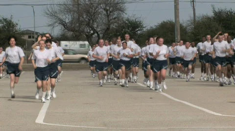 USAF Basic trn men women run 30f P HD Video stock 120772