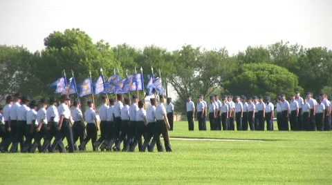USAF Basic Trng Grad Drill Sgt report in HD Stock Footage 85376