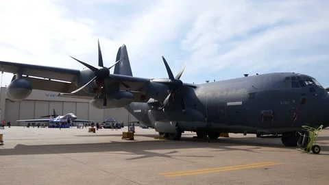 A USAF C-130 Hercules on Static Display at Tinker Air Force Base Stock Footage 109326866