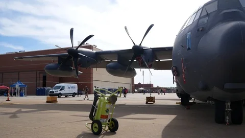 A USAF C-130 Hercules on Static Display at Tinker Air Force Base Stock Footage 109327040