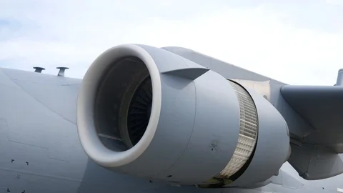 USAF C-17 Globemaster III sits on static display at the 2019 Fort Wayne Airshow. Stock Footage 111607095