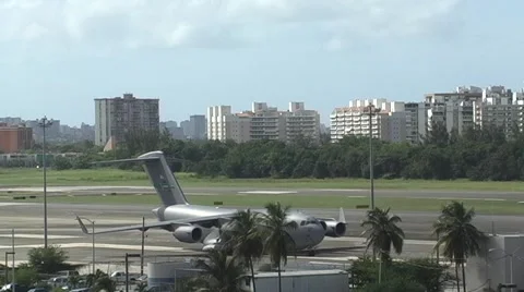 USAF C17 Global Master - C130 and UPS Cargo Jetplane  taking off Stock Footage 905723
