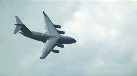 USAF Cargo plane flyby Stock Footage 11177265