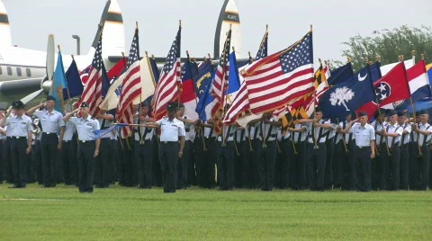 USAF formation flags salute M HD Video stock 125821