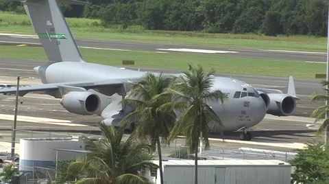 USAF Global Master C17 parked  at airport 2 Stock Footage 905761