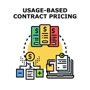 Usage based contract pricing service calculating variable billing Stock Illustration