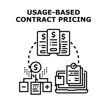 Usage based contract pricing service calculating variable billing Stock Illustration