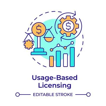 Usage-based licensing multi color concept icon Illustrazione stock