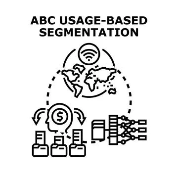 Usage based segmentation analyzing data and consumer behavior Stock Illustration
