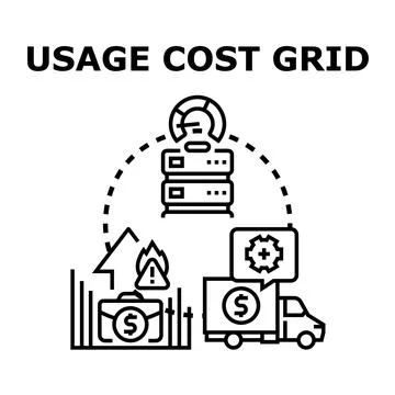 Usage cost grid for resource management and optimization Stock Illustration