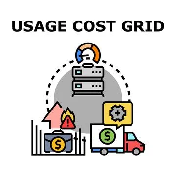 Usage cost grid for resource management and optimization Stock Illustration