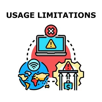 Usage limitations concept with digital, global, business restrictions Illustrazione stock