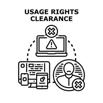 Usage rights clearance issues preventing digital content access Illustrazione stock