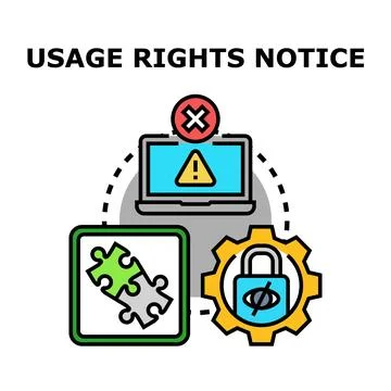 Usage rights notice concept vector illustration system Stock Illustration