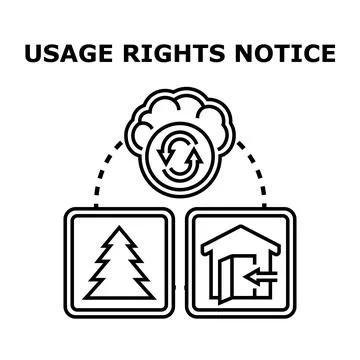 Usage rights notice concept vector icon illustration Stock Illustration