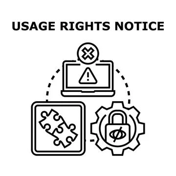 Usage rights notice concept vector illustration system Stock Illustration