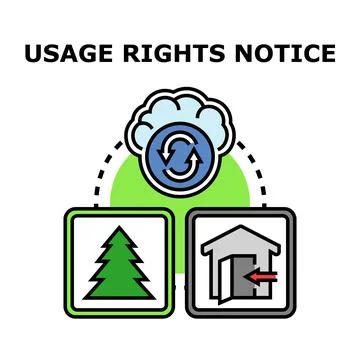 Usage rights notice concept vector icon illustration Stock Illustration