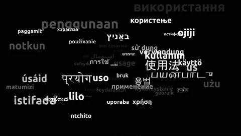 Usage Translated in 57 Worldwide Languages Endless Looping 3d Zooming Wordclo Stock-Footage 145231353