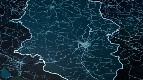 Usak Turkey Glowing Digital Map Animation 4K Stock Footage 340199724