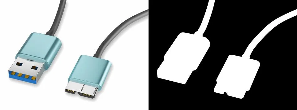 USB 3.0 cable type A - Micro-B Stock Illustration