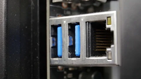 USB 3.0 Plug In Plug Out Macro Closeup Stock Footage 84900830