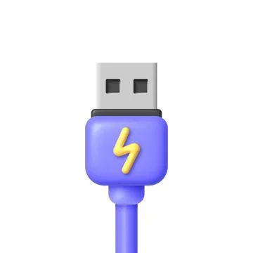 Usb 3d on white background. Internet technology. Energy concept. 3d vector Stock Illustration