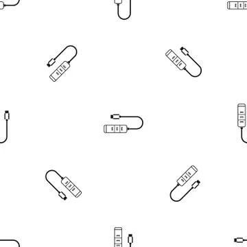 USB adapter connectors pattern seamless black Illustrazione stock