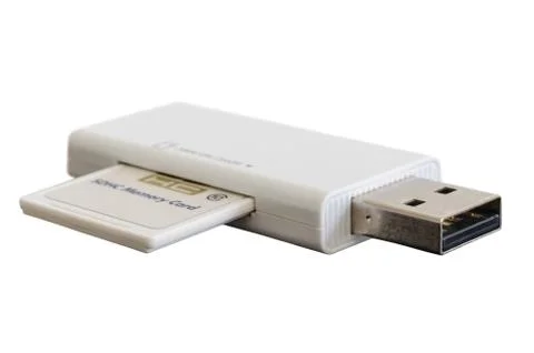 Usb adapter with sdhc memory flash card Stock Photos