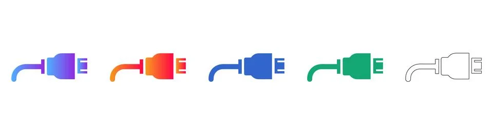 USB and Digital Data Cable Connector Icons Stockillustratie