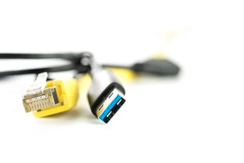 Usb and ethernet cable Stock Photos