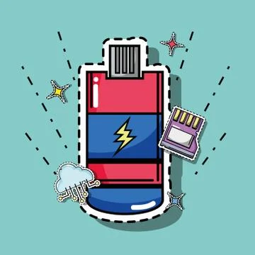 Usb and micro sd with cloud data technology patches Stock Illustration