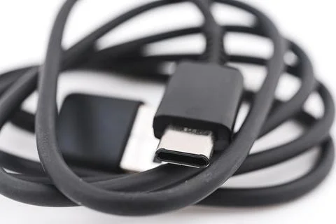 USB and Type-C cable, on white background Stock Photos