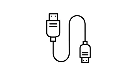 USB animated icon displaying dual plug connection cable outline Vídeo Stock 341962353