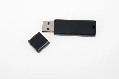 Usb black flash drive computer device technology open cap black Stock Photos