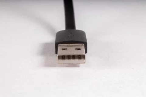 Usb black wire on white background Stock Photos