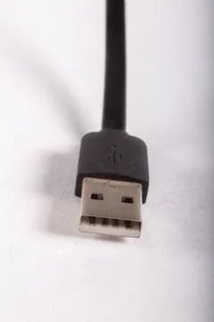 Usb black wire on white background Stock Photos