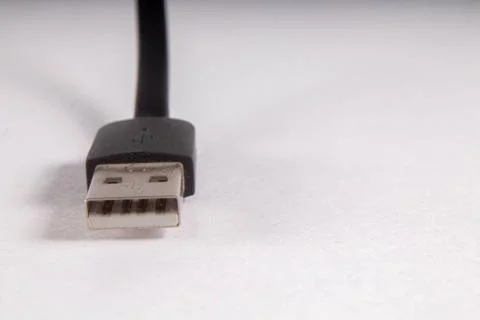 Usb black wire on white background Stock Photos
