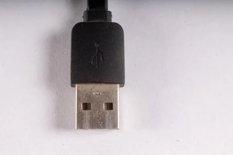 Usb black wire on white background Stock Photos