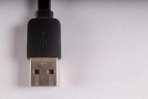 Usb black wire on white background Stock Photos