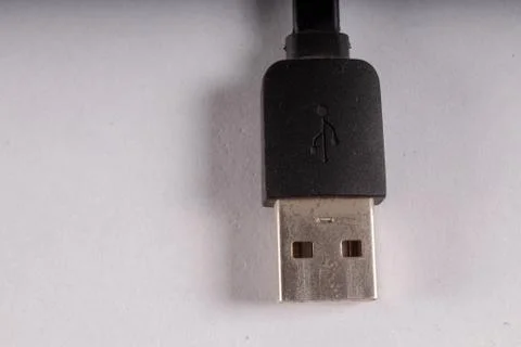 Usb black wire on white background Stock Photos