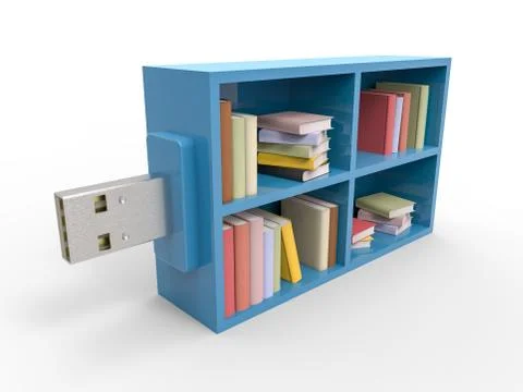 USB Bookshelf Flash Drive Stock Illustration