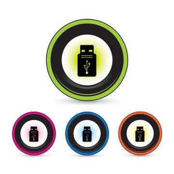 Usb button icon set Stock Illustration