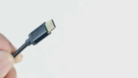 USB-C Cable in Hand Video stock 134569935