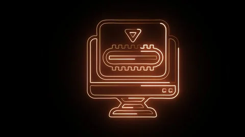 USB C Cable Icon Isolated on Black Background, Power Data Neon Line Animati.. Stock Footage 323941066