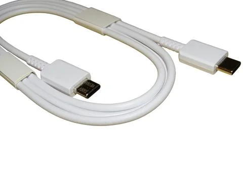 USB-C cable isolated on white Fotos de archivo