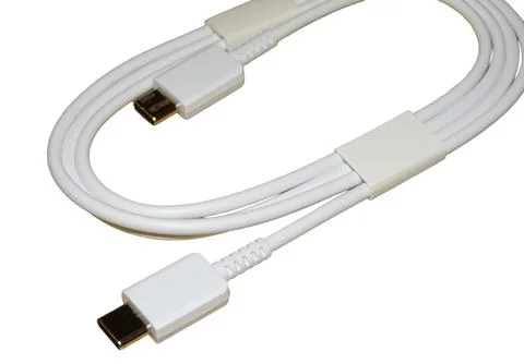 USB-C cable isolated on white 库存照片