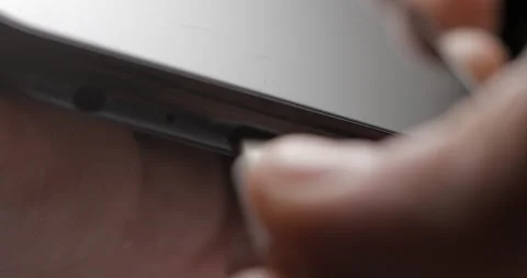 USB-C cable macro plugin to smartphone slow motion Video stock 281040564