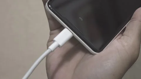 USB-C cable macro plugin to smartphone  Stock-Footage 307069153