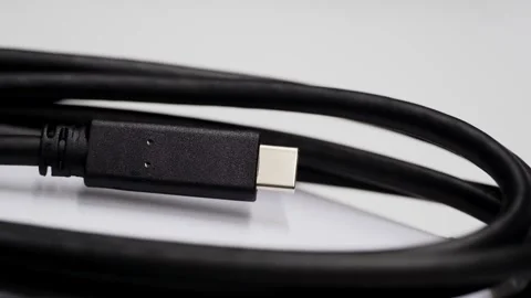 USB-C Cable Panning Type C Technology Video. Stock Footage 331945204